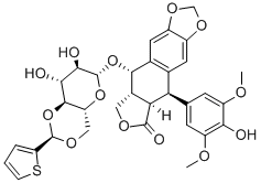 [5R-[5alpha,5abeta,8aalpha,9beta(R*)]]-5,8,8a,9-Tetrahydro-5-(4-hydroxy-3,5-dimethoxyphenyl)-9-[[4,6-O-(2-thienylmethylene)-beta-D-glucopyranosyl]oxy]-furo[3',4':6,7]naphtho[2,3-d]-1,3-dioxol-6(5aH)-one(29767-20-2)